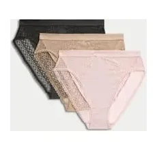 Womens Body by M&S 3er-Pack hoch geschnittene Slips mit hoch ausgeschnittenem Bein - Soft Pink, Soft Pink, UK 6 (EU 34)