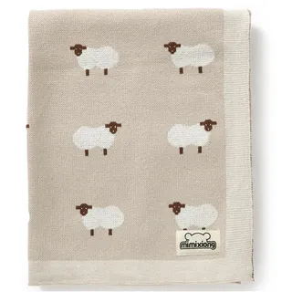 mimixiong Babydecke 100% Baumwolle 80x100cm doppelseitig multifunktional Schafe Kuscheldecke für Kinderwagen weich Khaki