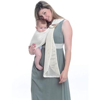 Amarsupiel |Ergonomisches Babytragetuch mit Ringen und Netz | Ring Sling Babytrage |Made in Spain | OEKOTEX Zertifikat |chanpagne