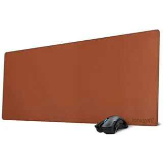 ZORESYN Schreibtischunterlage PU-Leder Braun 90 x 40 cm | Wasserdichte Tischauflage mit Anti-Rutsch Unterseite, Große Mauspad für Büro, Homeoffice und Gaming, Kratzfest & Pflegeleicht