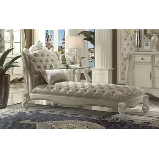 Chesterfield Chaiselongues Sofa Liege Chaise Club Relax Liegen Leder Textil neu - Weiß