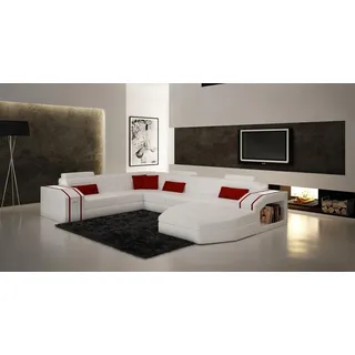 Design Ecken Big Polster Eck Sofa Couch XXL Leder Sofas Garnitur Wohnlandschaft - Weiß