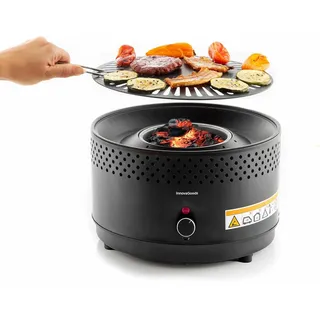 InnovaGoods® Tischgrill, Holzkohlegrill ohne Rauch, ohne Gerüche, tragbarer Grill für das Kochen im Innen- und Außenbereich mit allem Komfort, anpassbar mit Batterien oder USB-C-Anschluss.