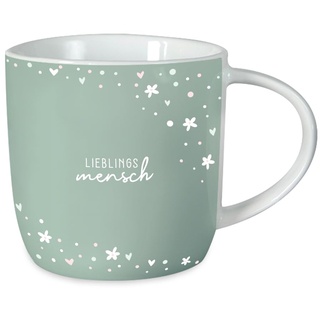 Grafik-Werkstatt Kaffeetasse mit Spruch 300 ml Porzellan Tasse Lieblingsmensch, Weiß