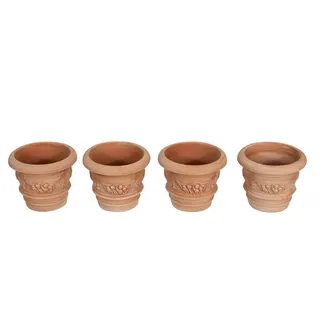 Biscottini 4 handgefertigte Terracotta-Töpfe 20 x 18 x 20 cm | Terracotta Topf für innen und außen | Töpfe für Sukkulenten Made in Italy