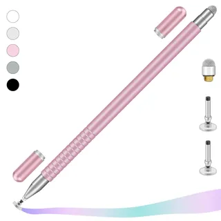 iMoebel Tablet Stift Eingabestift Universal, 2 in 1 Touchscreen Stift Stylus Pen mit 2 Magnetischen Kappen für Tablets Handy iPad iPhone Smartphone Samsung Huawei usw., Roségold