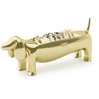 Umbra Dachsie Ringhalter, Moderner Ringhalter in Form eines Dackels für 9 Ringe, Messing