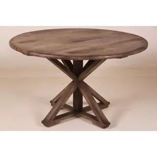 Casa Padrino Vintage Teak Esstisch Landhausstil Rund Vintage Rustic Grey Durchmesser 130 cm