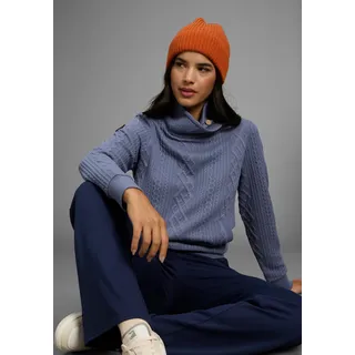 Sweatshirt KANGAROOS, Damen, Gr. 36/38, blau (blaugrau), Sweatware, Obermaterial: 57% Polyester, 42% Viskose, 1% Elasthan, figurumspielend hüftbedeckend, Rippbündchen, Sweatshirts Sweatshirt, mit kuschelig hohem Kragen