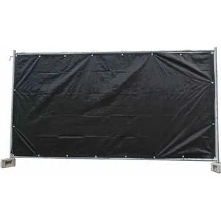 Bauzaunplane 160g/m2, schwarz PE 1,76m x 3,41m, Sichtschutzplane - Schwarz