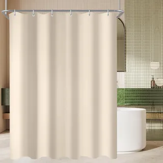 Lerores Duschvorhang 160x220 cm Beige,Beschwerter Saum Antischimmel Textil,Wasserabweisend,Waschbar Polyester Stoff Badevorhänge für Badezimmer,Badewanne mit 10 Duschvorhangringe