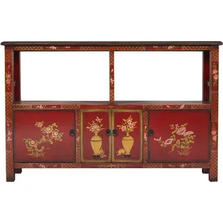 Fine Asianliving Chinesische Kommode chinesisches Sideboard chinesischer Schränke China Möbel Schrank Orientalischer Asiatischer 140x90x33 - Rot