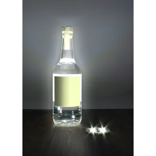 Selbstklebendes Flaschenlicht 5er Set - kalt weiß - Runde Leuchtsticker für Flaschen 6 cm - LED Licht Sticker Glas Flaschen Deko Beleuchtung - Weiß