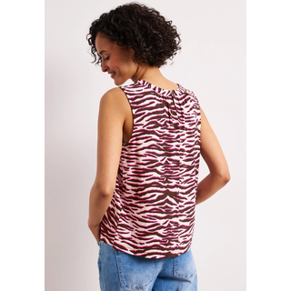 Shirttop STREET ONE, Damen, Gr. 44, pink (minimal rose), Jersey, Obermaterial: 95% Viskose, 5% Elasthan, bedruckt, bequem normal, Rundhals, Tops Shirttop, Sommershirt mit Zebra-Print