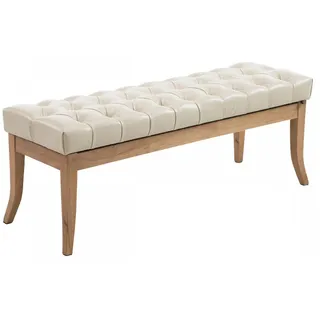 CLP Sitzbank 120/38 cm Kunstleder Creme , Holz , 120x46x38 cm , Esszimmer, Bänke, Sitzbänke