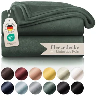 Blumtal Kuscheldecke flauschig - Oeko-TEX zertifizierte Fleecedecke 150x200 cm - Wohndecke 150x200 cm - Decke Couch Wohn- & Kuscheldecke - Flauschdecke/Wohnzimmer Decke - Kuscheldecke Dunkelgrün