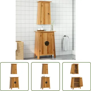 The Living Store 2-tlg. Badmöbel-Set Massivholz Kiefer - Braun