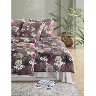 Bettwäsche IRISETTE "Wave 8625", lila (multi), B/L: 155cm x 220cm, 1 Stk., 1 Stk., Mako-Satin, B/L: 80cm x 80cm, 2 Stk., Mako-Satin, Obermaterial: 100% Baumwolle, Bettwäsche, Bettwäsche, anschmiegsam und atmungsaktiv, Ganzjahresqualität