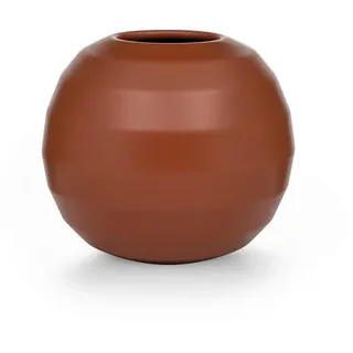Markslöjd Vase , Rotbraun , Keramik , bauchig , 14 cm , handgemacht , Dekoration, Vasen, Keramikvasen