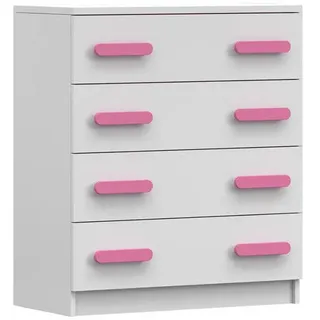 Deine Möbel 24 Kinderkommode Inge 02 80/90/40 cm Sonoma Weiß/Rosa , Weiß, Rosa , Holzwerkstoff , 80x90x40 cm , Babymöbel & Kindermöbel, Babyzimmer, Babyregale & Kinderregale