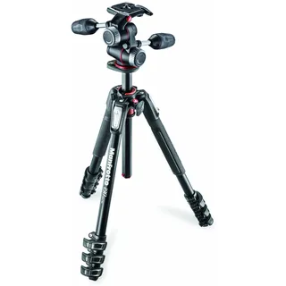 Manfrotto MK190XPRO4-3W Aluminium-Stativ Kit mit 3-Wege-Neiger – 4-teiliges Kamera-Stativ für DSLR & spiegellose Kameras, ideal für Content Creation & Profi-Fotografie