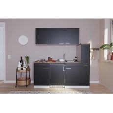 Bild Küchenzeile Luis E-Geräte 180 cm mit Edelstahlkochmulde schwarz/weiß