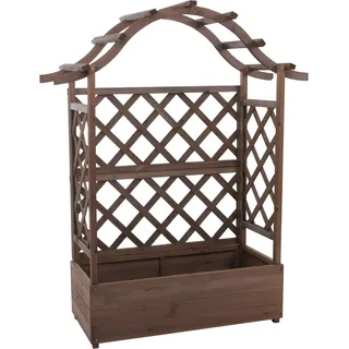 MCW Hochbeet P66 Rankgitter Spalier Holz 138x110x44cm Braun