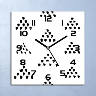 Wanduhr Echt-Glas-Küchenuhr Punkte Dreiecke Quarz Lautlos 30x30 Deko Bilder