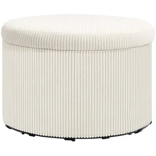Homcom Sitzhocker mit Stauraum Hocker mit Deckel, Runder Polsterhocker Fußhocker mit Cord-Optik für Wohnzimmer, Schlafzimmer 60 x 60 x 41 cm Beige