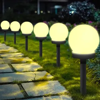 Shengruili 6 Stück Solarlampen für Außen Kugel,Solar Gartenleuchte,Wasserdichte Solarlampen für Garten,Solar Gartenleuchte Wasserdicht Solarlampe,Solarleuchten Garten Deko Terassendeko