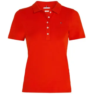 Tommy Hilfiger Damen Poloshirt Kurzarm 1985 Slim Pique Slim Fit, Rot (Fireworks), L