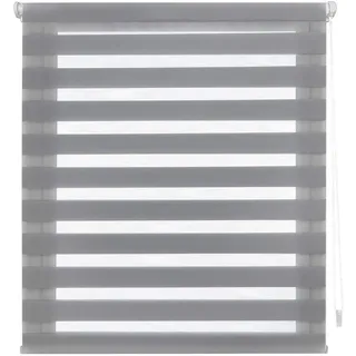 Decorblind | Doppellagiges Rollo ohne Werkzeug und ohne Bohren, Maße Rollo: 105 x 220 cm Breite x Länge/Maße Stoff Rollo: 102 x 215 cm, Grau