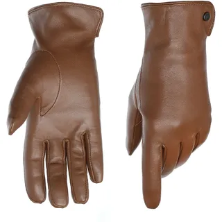 Lederhandschuhe PEARLWOOD "PAM", Damen, Gr. 7.5, braun (cognac), Schafsleder, unifarben, Handschuhe Lederhandschuhe, weiches Fleece-Innenfutter, Temperaturregulierend, Seitenschlitz