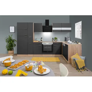 Respekta Winkelküche L-Form 310 x 172 cm Grau Eiche