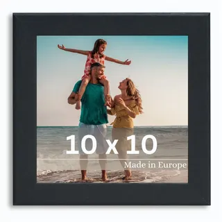 Victor Bilderrahmen Klee 10x10 cm in Schwarz - moderner schlichter Fotorahmen quadratisch Holz - Bilderrahmen Schwarz 10x10