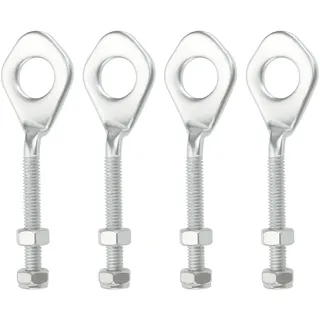 Briny River 2 Paar 12 Mm Kettenspanner Achseinsteller 12 Mm Einsteller Grube mit Muttern für 110 Cc 125 Cc ATV Quad Dirtbike Motorrad Silber