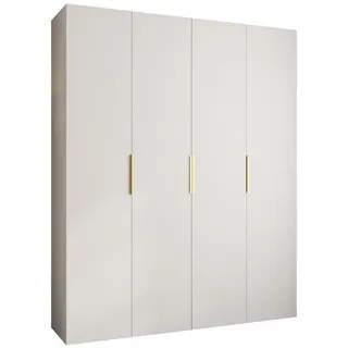 Abiks Möbel Drehtürenschrank 245,5/200/40 4-türig , Weiß, Goldfarben , Metall , Nachbildung , 200x245.5x40 cm , Schlafzimmer, Kleiderschränke, Drehtürenschränke