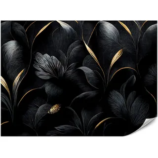 Muralo Fototapete für Wohnzimmer Schwarze Blätter Gold Luxus 400x280 , Schwarz, Goldfarben , Papier , Baum/Pflanze/Natur, Abstrakt , Rechteckig , 400x280 cm , Tapeten & Wandverkleidungen, Fototapeten