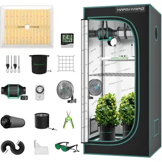 MARS HYDRO TS1000 Growzelt Komplettset Led Grow Tent Kit LED Grow Light Grow Lampe 80X80X160cm Indoor Grow Set mit 4" Belüftungssat