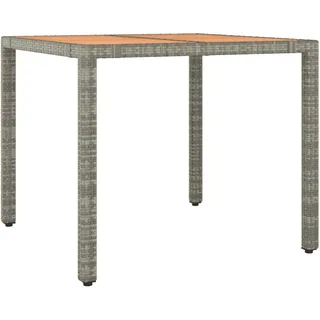 vidaXL Gartentisch mit Holzplatte Grau Poly Rattan & Massivholz Akazie