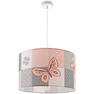 Paco Home Pendelleuchte »Cosmo 220«, 1 flammig, Leuchtmittel E27   ohne Leuchtmittel, Lampe Kinderzimmer Deckenlampe Rosa Schmetterling Blumen Karo E27, weiß