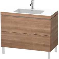 Duravit L-Cube Möbelwaschtisch c-bonded mit Unterbau bodenstehend, 100x48 cm, 2 Auszüge, ohne Überlauf, 1 Hahnloch, Farbe: Tessiner Kirschbaum