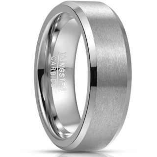 NUNCAD Silber Ring für Herren Damen aus Wolfram Eheringe Ringe Unisex Ring für Jungs 8mm Größe 62 (19.7)