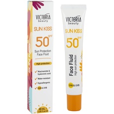 Victoria Beauty LSF 50 Sonnenfluid für das Gesicht mit Hyaluronsäure, wasserfest, Sun Protection Face Fluid SPF 50, UVA und UVB, Sonnenschutz mit hohem Breitspektrumschutz, 40ml