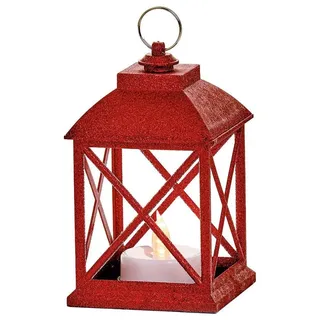 Laterne 11.5CM Roter Kunststoff Mit Teelicht Weihnachtsdekoration
