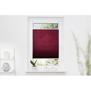 K-home 220120-4 Klemmfix-Plissee 70 x 130 cm (B x L) Bordeaux Lichtschutz +++ Moderne Crushed Optik +++