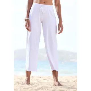 7/8-Strandhose BEACHTIME, Damen, Gr. 44/46, N-Gr, weiß, Jersey, Obermaterial: 95% Baumwolle, 5% Elasthan, figurumspielend 7/8-Länge, Hosen 7/8-Strandhose, aus weichem Jersey, Wide-Leg, Jogginghose, Relaxhose, Topseller
