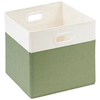 SOCOHOME Aufbewahrungsboxen Stoff,25x25x25cm Faltbare Aufbewahrungskörbe für Truhen Spielzeug Regal,Waschbar(Grün/Weiß, 1 Pack)