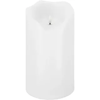 LED Universum - XXL LED Outdoor Kerze Lou weiß Kunstsoff IP44 für Dekoration von Balkon Terrasse Garten Laterne 6h Timer 3 x Baby C LR14 Batterien (nicht enthalten) 2700K warmweiß (Weiß 30 cm)