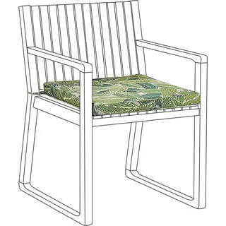 BELIANI Sitzkissen für Gartenstuhl Grün Polyester Blättermuster Garten Terrasse Balkon Gartenaccessoiries - Grün, Beige